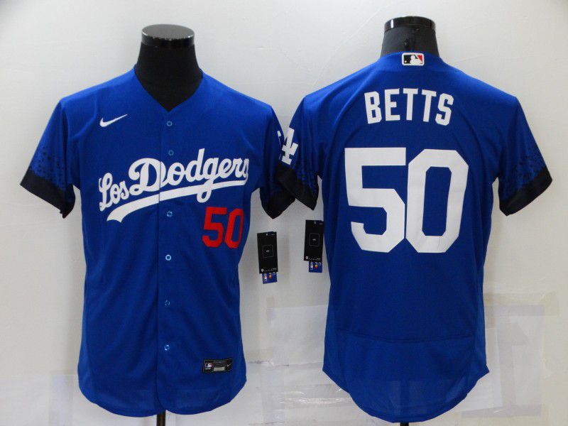 Men Los Angeles Dodgers #50 Betts Blue City Edition Elite Nike 2021 MLB Jersey->los angeles dodgers->MLB Jersey